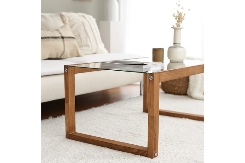 Kuselov Soffbord 85 cm - Natur/Glas - Möbler - Bord