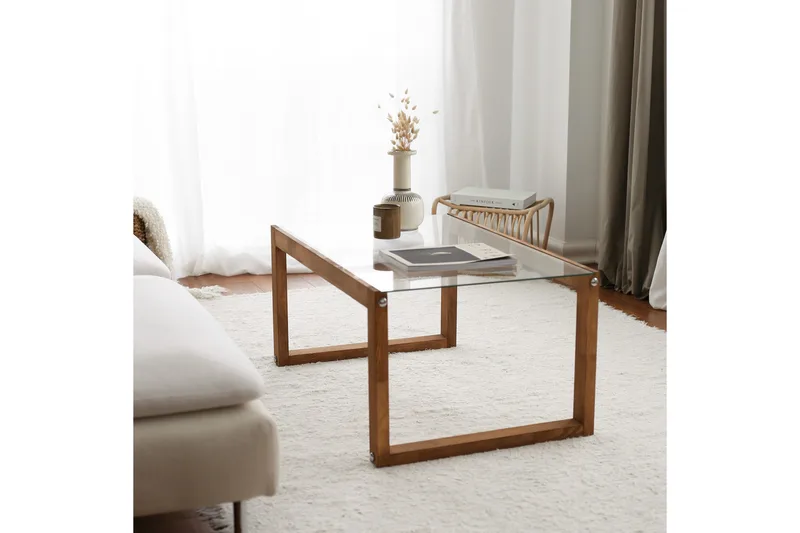 Kuselov Soffbord 85 cm - Natur/Glas - Möbler - Bord