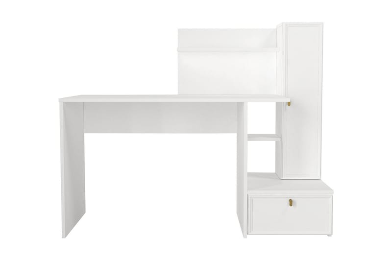 LAITLUM Skrivbord 143 cm med Förvaring Hyllor + Skåp Vit - Skrivbord - Bord