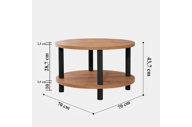 LALINE Soffbord 70x43,7x70 cm Brun/Svart Runt - Möbler - Bord