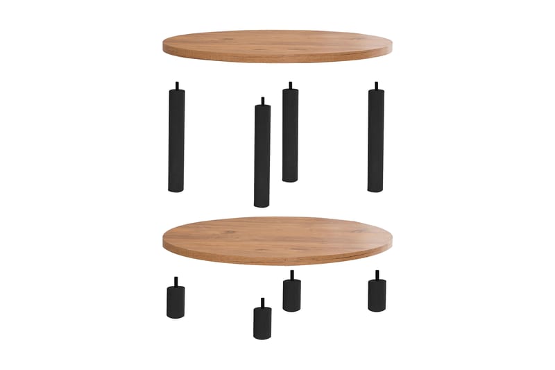 LALINE Soffbord 70x43,7x70 cm Brun/Svart Runt - Möbler - Bord