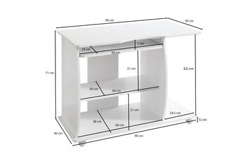 Lamesteer Skrivbord 90 cm med Förvaring Hyllor på Hjul - Vit - Möbler - Bord