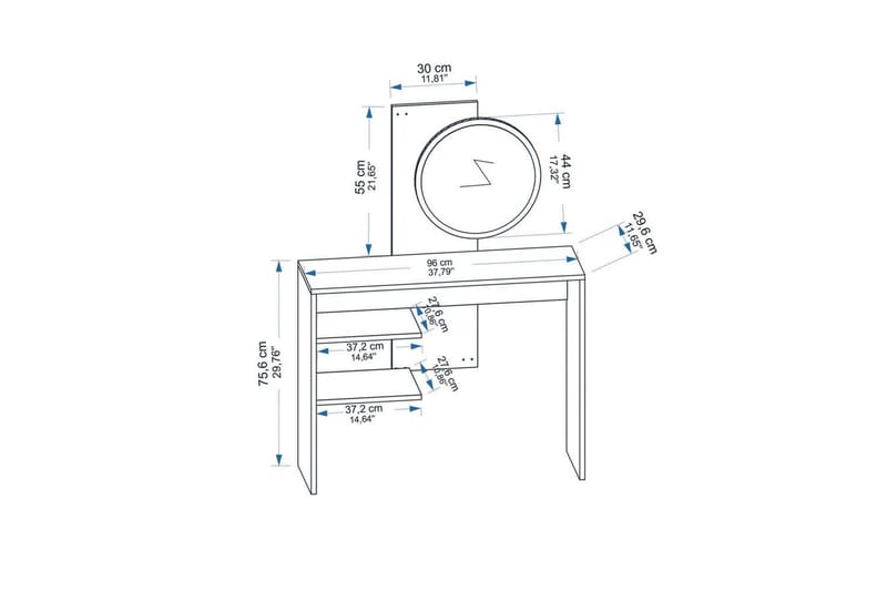 Laxman Sminkbord 96 cm - Blå/Antracit - Möbler - Bord