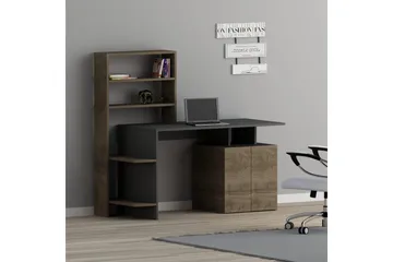 Leluard Skrivbord 146 cm med Förvaring Hyllor + Skåp - Valnötsbrun/Antracit - Möbler - Bord