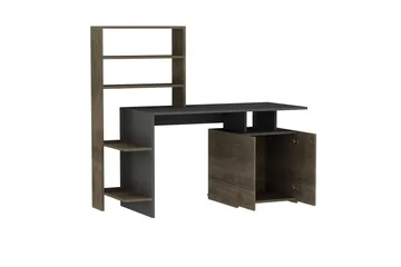 Leluard Skrivbord 146 cm med Förvaring Hyllor + Skåp - Valnötsbrun/Antracit - Möbler - Bord