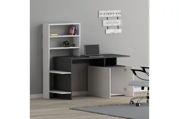 Leluard Skrivbord 146 cm med Förvaring Hyllor+Skåp - Vit/Antracit - Möbler - Bord