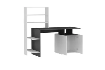 Leluard Skrivbord 146 cm med Förvaring Hyllor+Skåp - Vit/Antracit - Möbler - Bord