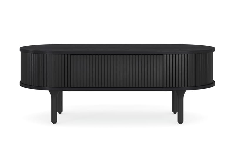 LENOIR Soffbord 118 cm Ovalt m Förvaring Låda Massiv Ek Svar - Möbler - Bord