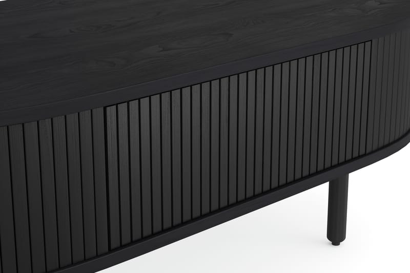 LENOIR Soffbord 118 cm Ovalt m Förvaring Låda Massiv Ek Svar - Möbler - Bord