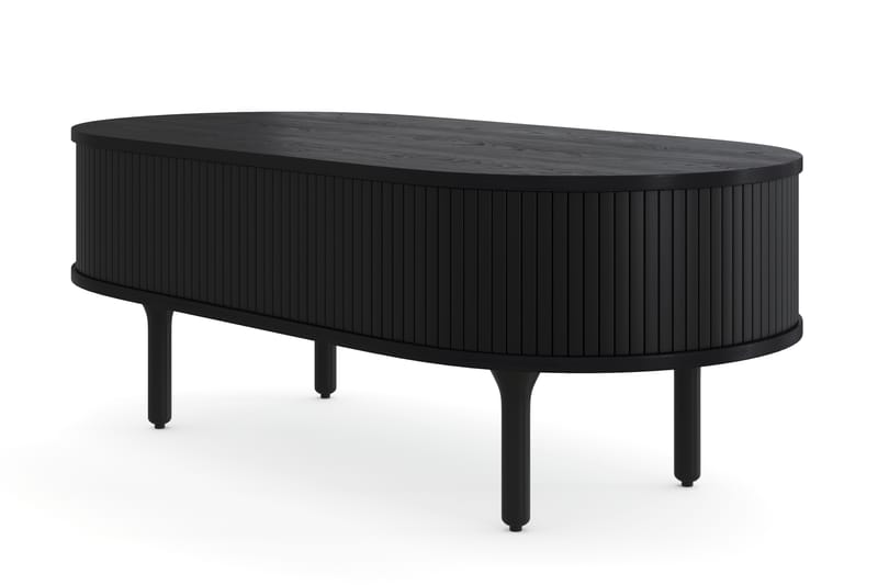 LENOIR Soffbord 118 cm Ovalt m Förvaring Låda Massiv Ek Svar - Möbler - Bord