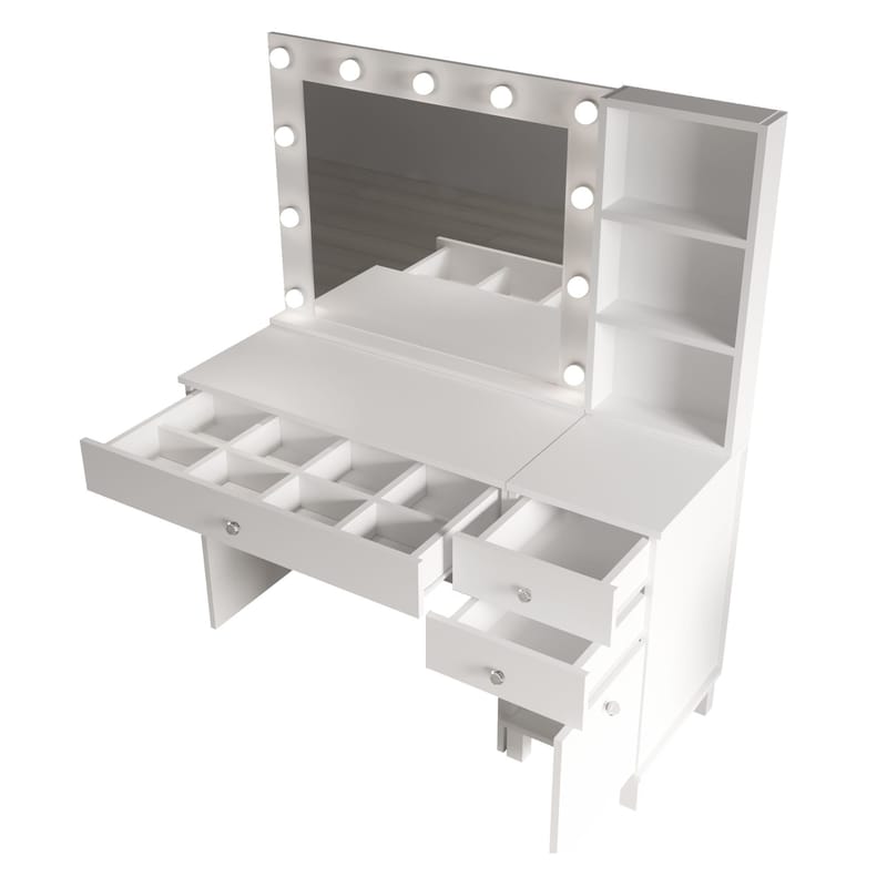 Levio Sminkbord 125,4x147x44,5 cm - Vit - Möbler - Bord