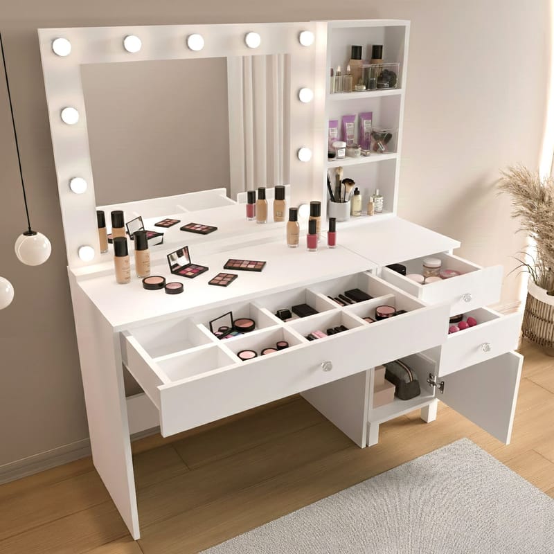 Levio Sminkbord 125,4x147x44,5 cm - Vit - Möbler - Bord