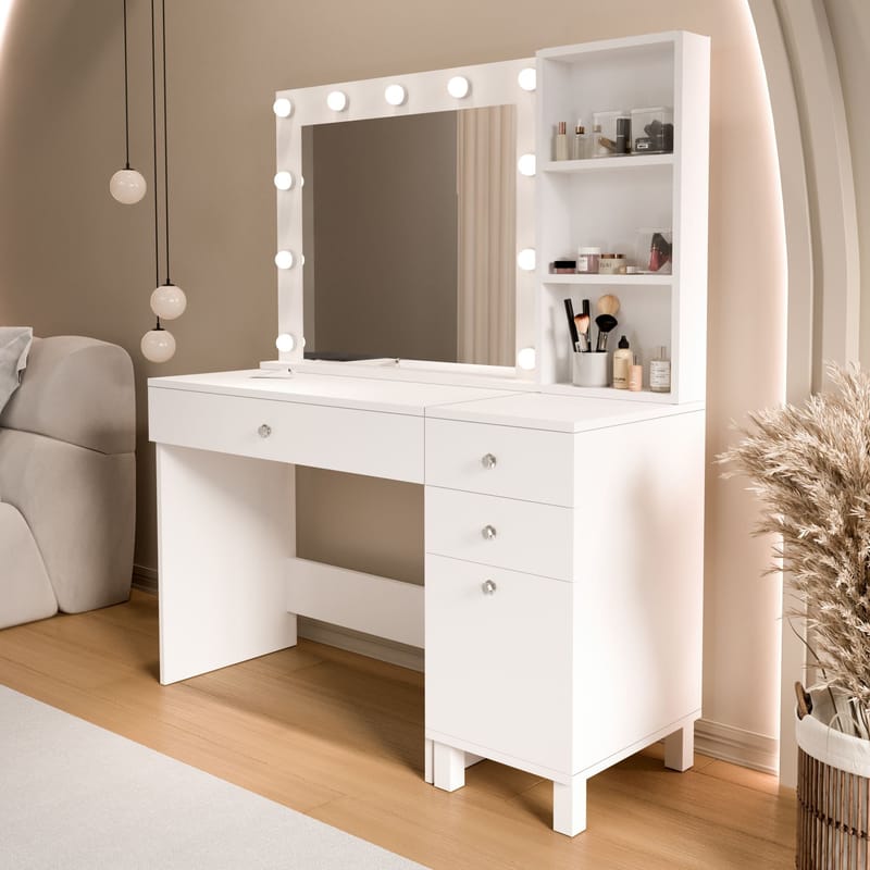 Levio Sminkbord 125,4x147x44,5 cm - Vit - Möbler - Bord