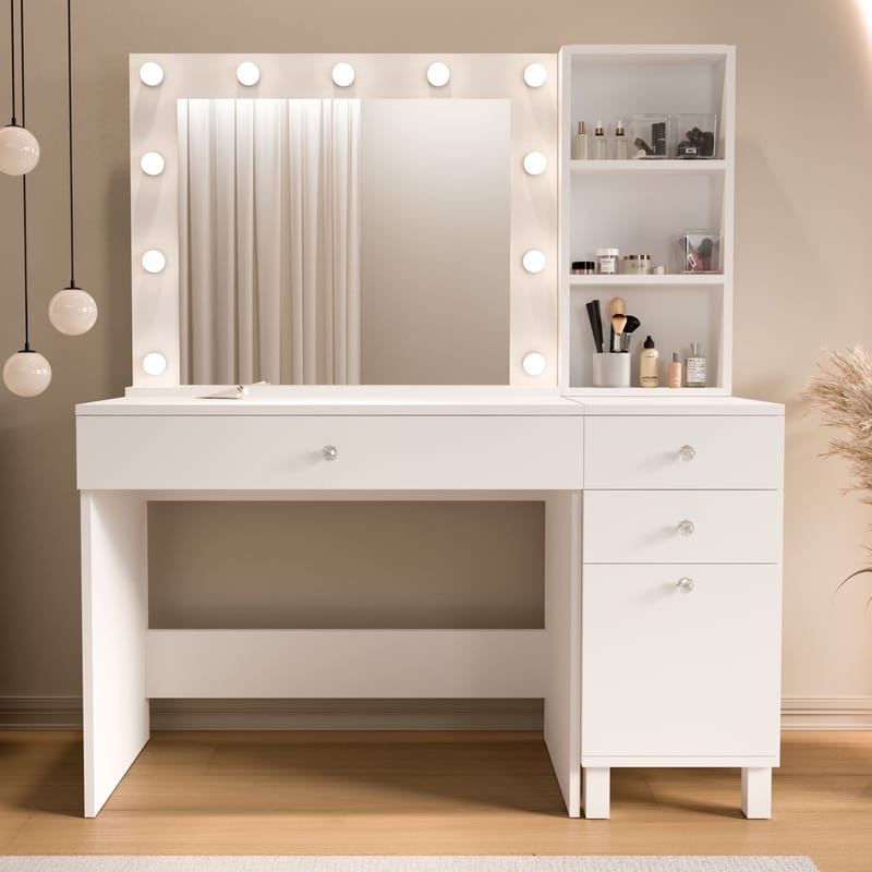 Levio Sminkbord 125,4x147x44,5 cm - Vit - Möbler - Bord