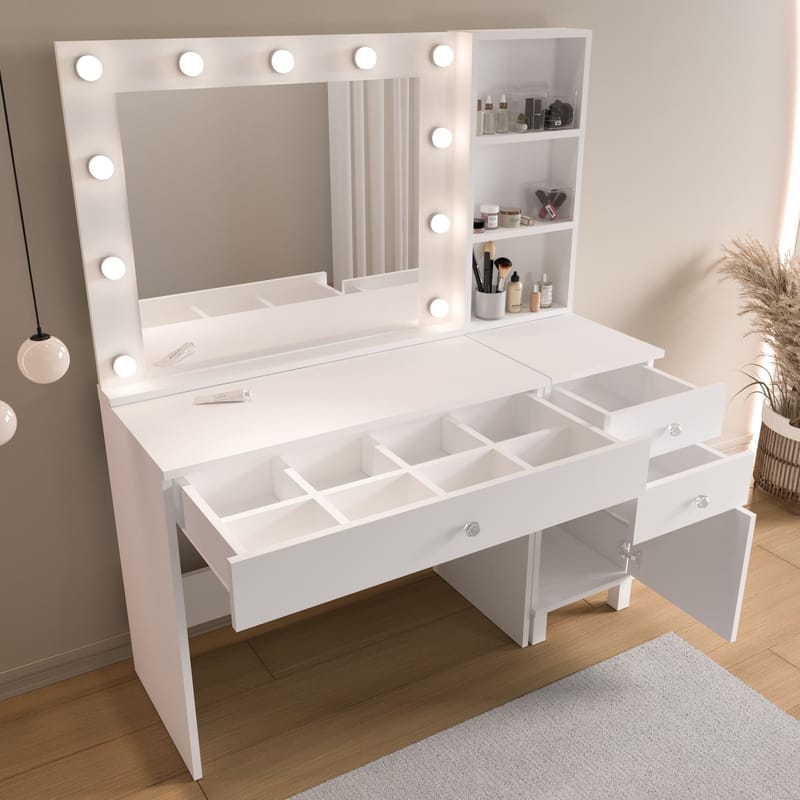 Levio Sminkbord 125,4x147x44,5 cm - Vit - Möbler - Bord
