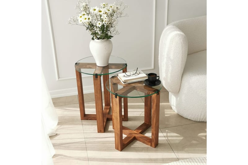 Liepene Satsbord 50x40x50 cm Runt - Brun - Möbler - Bord