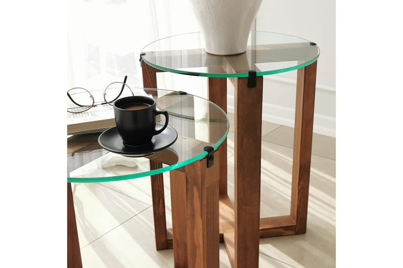 Liepene Satsbord 50x40x50 cm Runt - Brun - Möbler - Bord