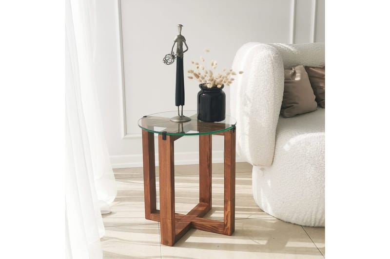 Liepene Satsbord 50x40x50 cm Runt - Brun - Möbler - Bord