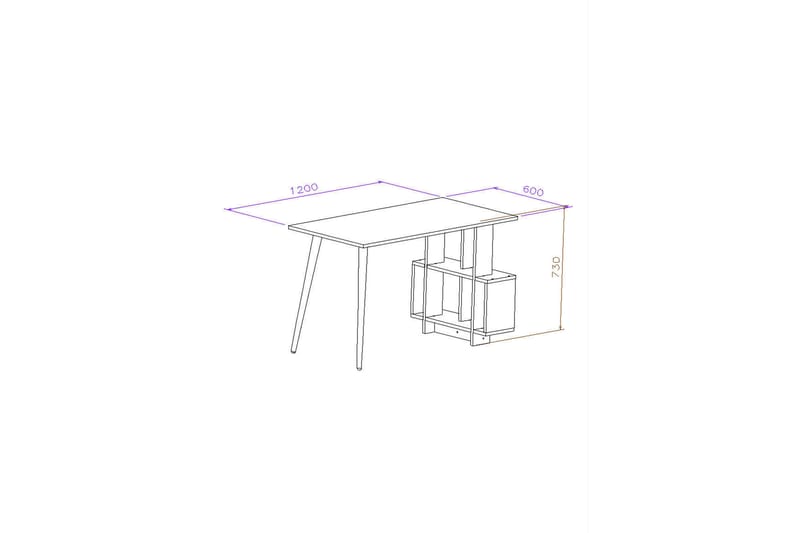 LOGGY SIDE Skrivbord 120 cm med Förvaring Hyllor Valnötsbrun - Skrivbord - Bord