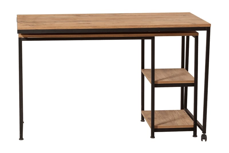 LONGAGES Skrivbord 127 cm med Förvaring Hyllor Natur/Svart - Möbler - Bord