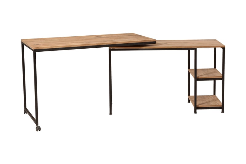 LONGAGES Skrivbord 127 cm med Förvaring Hyllor Natur/Svart - Möbler - Bord