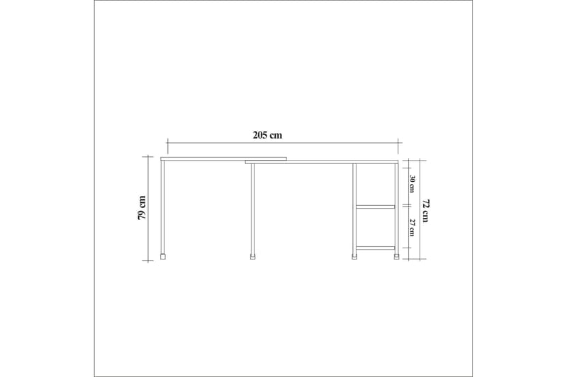 LONGAGES Skrivbord 127 cm med Förvaring Hyllor Natur/Svart - Möbler - Bord