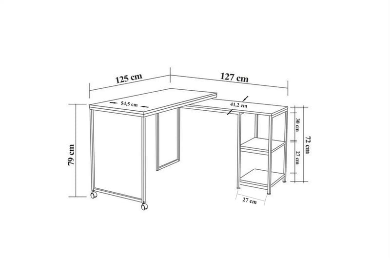 LONGAGES Skrivbord 127 cm med Förvaring Hyllor Natur/Svart - Möbler - Bord