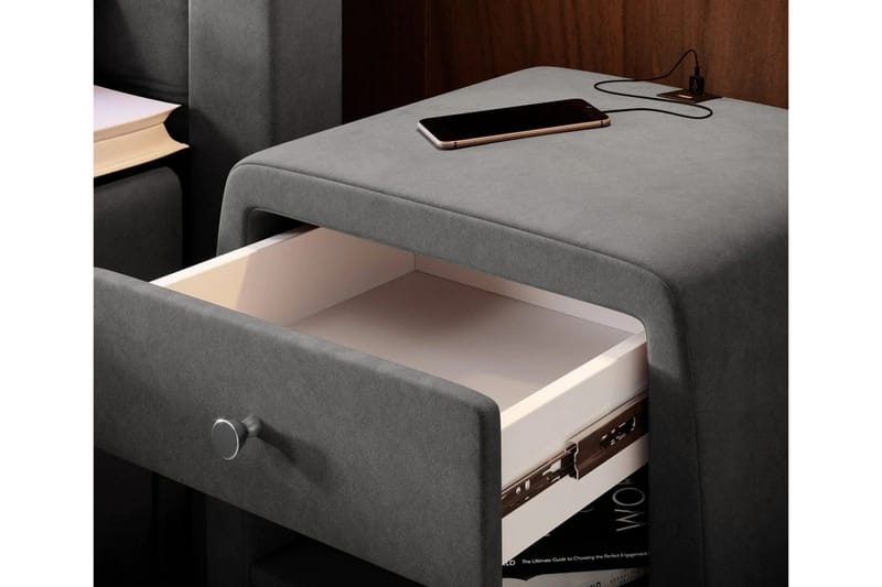 Lysander Sängbord 48 cm med Förvaring Låda - Antracit - Möbler - Bord