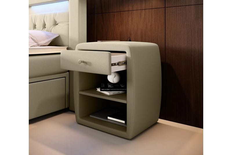 Lysander Sängbord 48 cm med Förvaring Låda, Beige