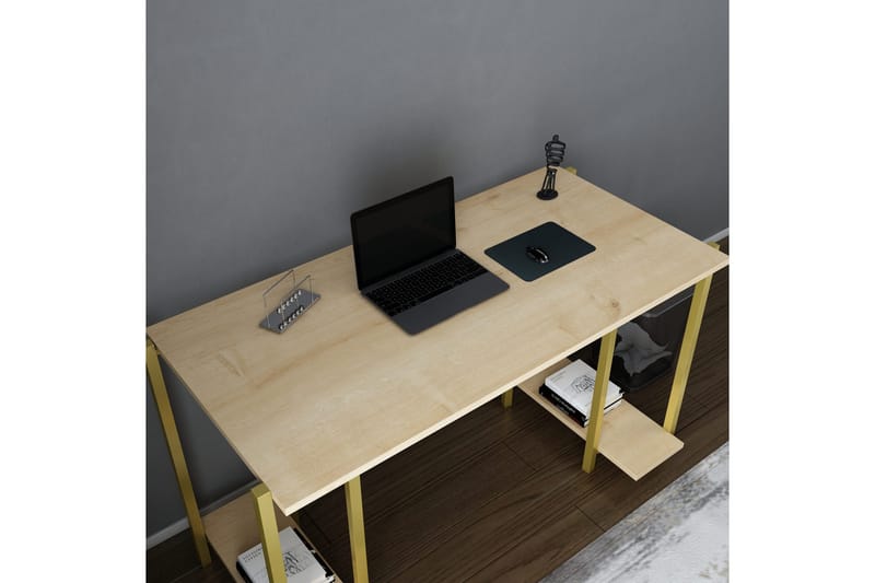 Malem Skrivbord 60x73,8x125,2 cm med förvaring - Guld/Brun - Möbler - Bord