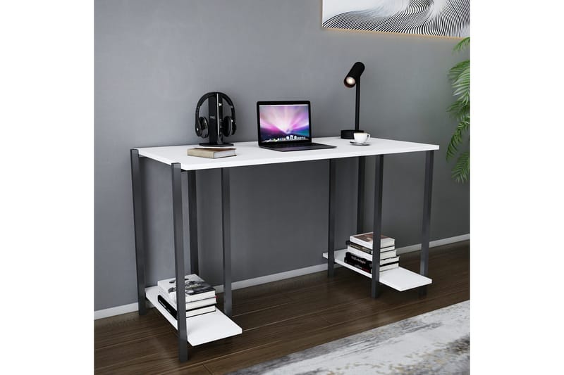 Malem Skrivbord 60x73,8x125,2 cm med förvaring - Svart/Vit - Möbler - Bord