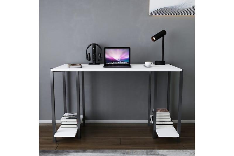 Malem Skrivbord 60x73,8x125,2 cm med förvaring - Svart/Vit - Möbler - Bord