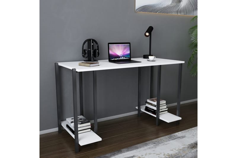 Malem Skrivbord 60x73,8x125,2 cm med förvaring - Svart/Vit - Möbler - Bord