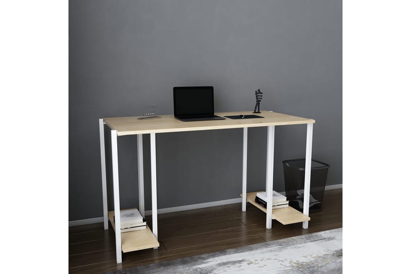 Malem Skrivbord 60x73,8x125,2 cm med förvaring - Vit - Möbler - Bord