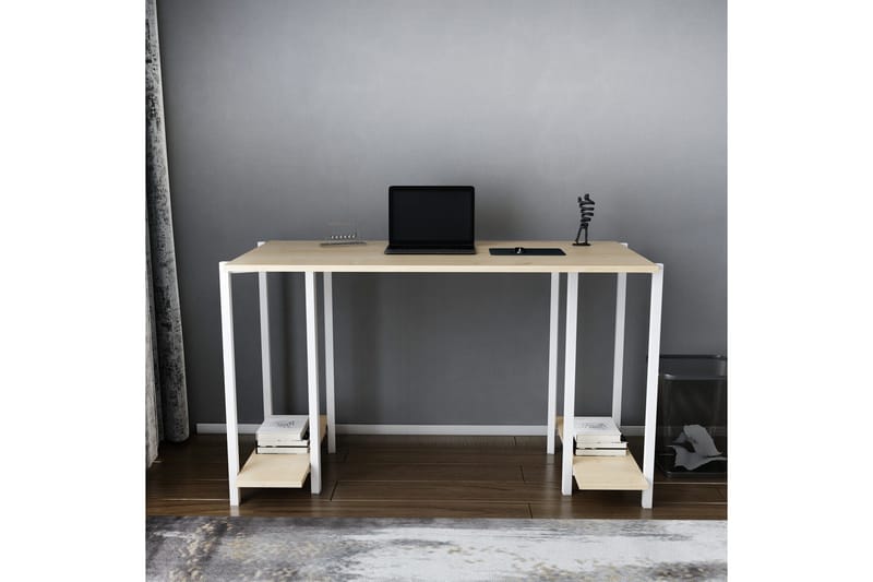 Malem Skrivbord 60x73,8x125,2 cm med förvaring - Vit - Möbler - Bord