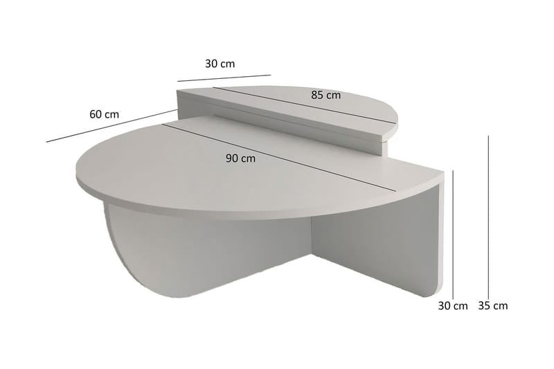 Malling Soffbord 90x30x90 cm Oval - Vit - Möbler - Bord