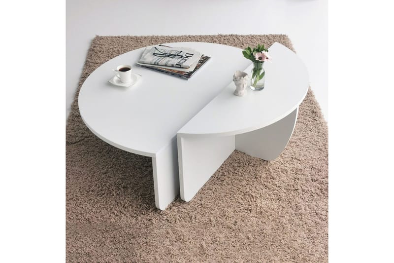 Malling Soffbord 90x30x90 cm Oval - Vit - Möbler - Bord