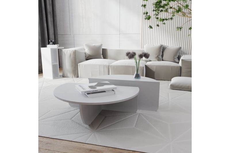 Malling Soffbord 90x30x90 cm Oval - Vit - Möbler - Bord