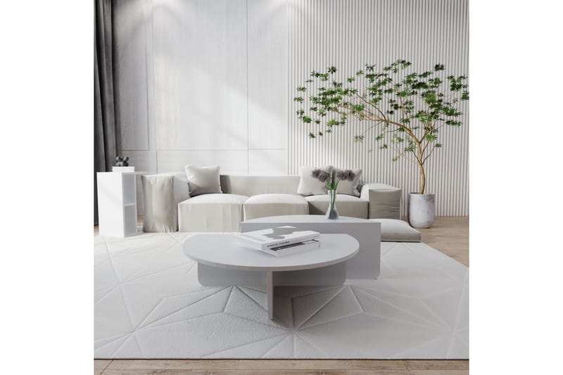 Malling Soffbord 90x30x90 cm Oval - Vit - Möbler - Bord