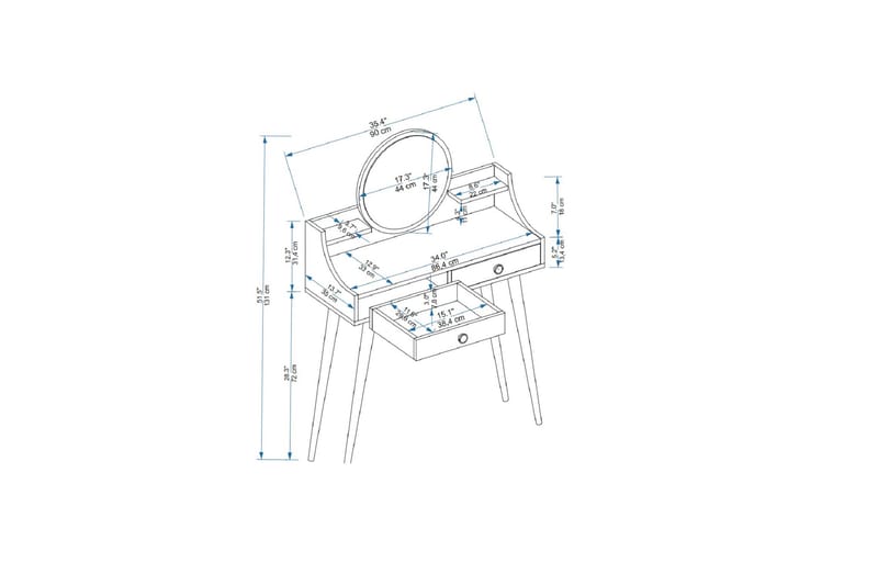 Mamt Sminkbord 90 cm Vit - Möbler - Bord