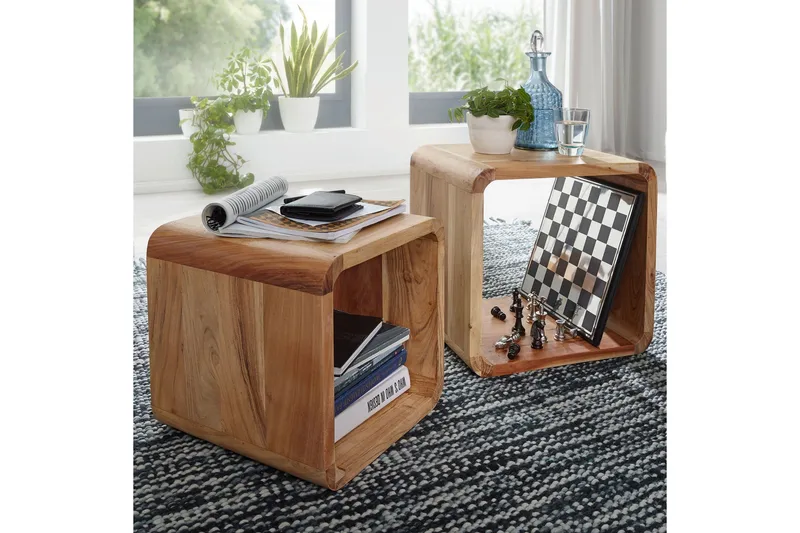 Mancheno Satsbord 36 cm 2 Bord - Akacia - Möbler - Bord