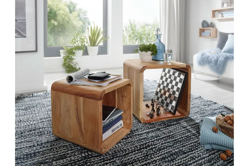 Mancheno Satsbord 36 cm 2 Bord - Akacia - Möbler - Bord