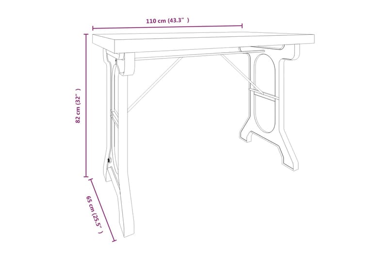 Matbord 110x65x82 cm massivt granträ och järn - Brun - Möbler - Bord