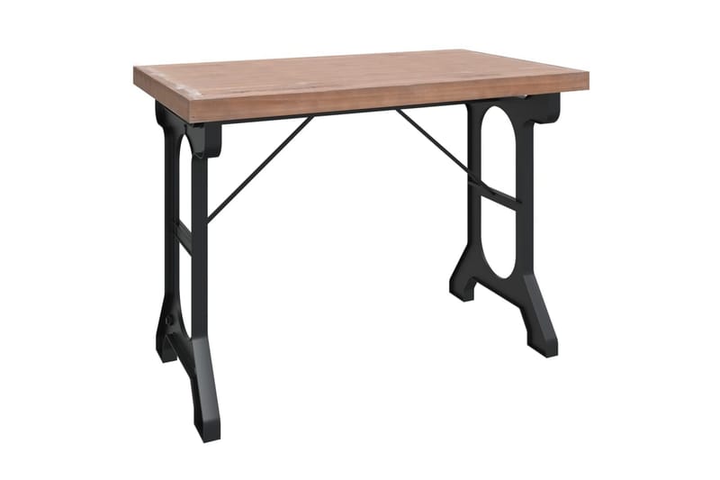 Matbord 110x65x82 cm massivt granträ och järn - Brun - Möbler - Bord