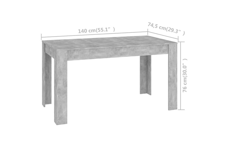 Matbord betonggrå 140x74,5x76 cm spånskiva - Grå - Möbler - Bord