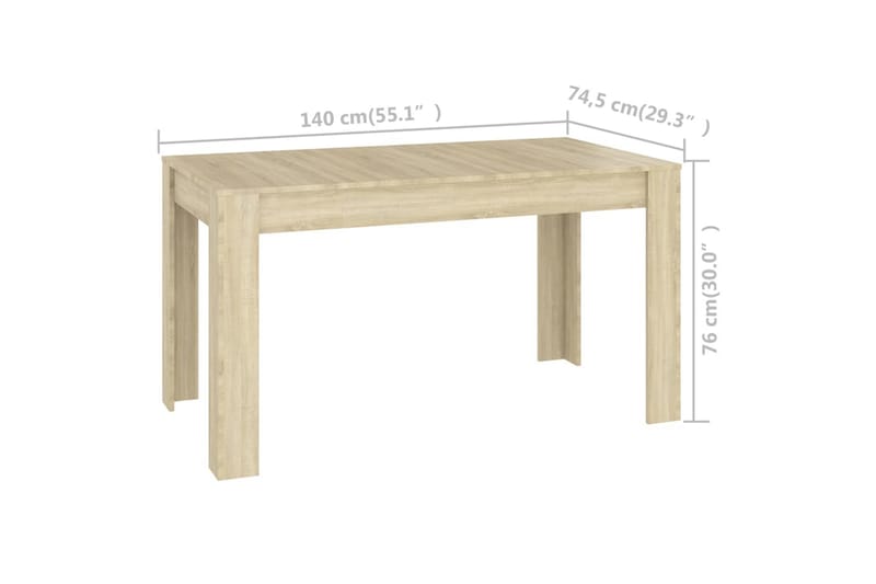 Matbord sonoma-ek 140x74,5x76 cm spånskiva - Brun - Möbler - Bord