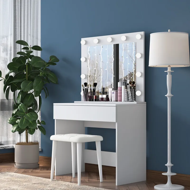 Matlerd Sminkbord 90x76,8x45 cm - Vit - Möbler - Bord