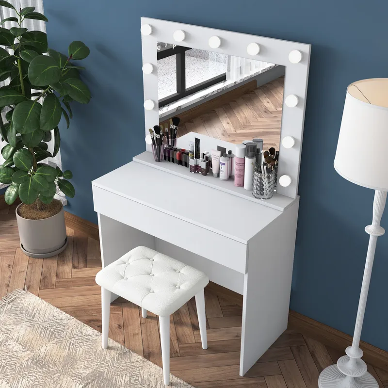 Matlerd Sminkbord 90x76,8x45 cm - Vit - Möbler - Bord