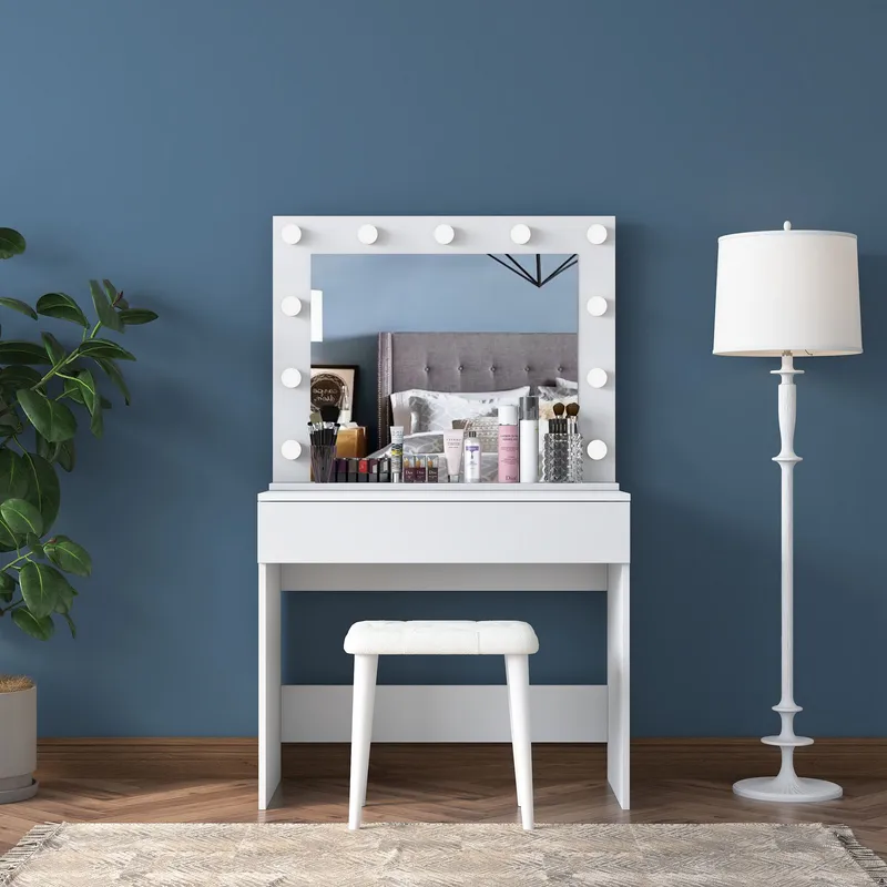 Matlerd Sminkbord 90x76,8x45 cm - Vit - Möbler - Bord
