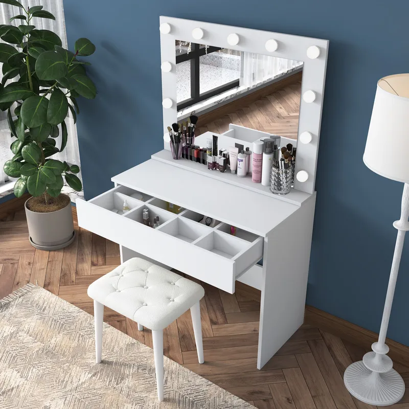 Matlerd Sminkbord 90x76,8x45 cm - Vit - Möbler - Bord